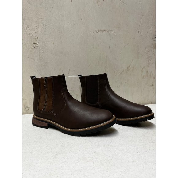 Vance Co. Pratt Boots Men's WD 13 Brown Faux Leather Side Goring Zipper Closure - Picture 3 of 12